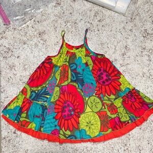 Catimini Vibrant Floral Dress - Red, Green, Blue, Pink